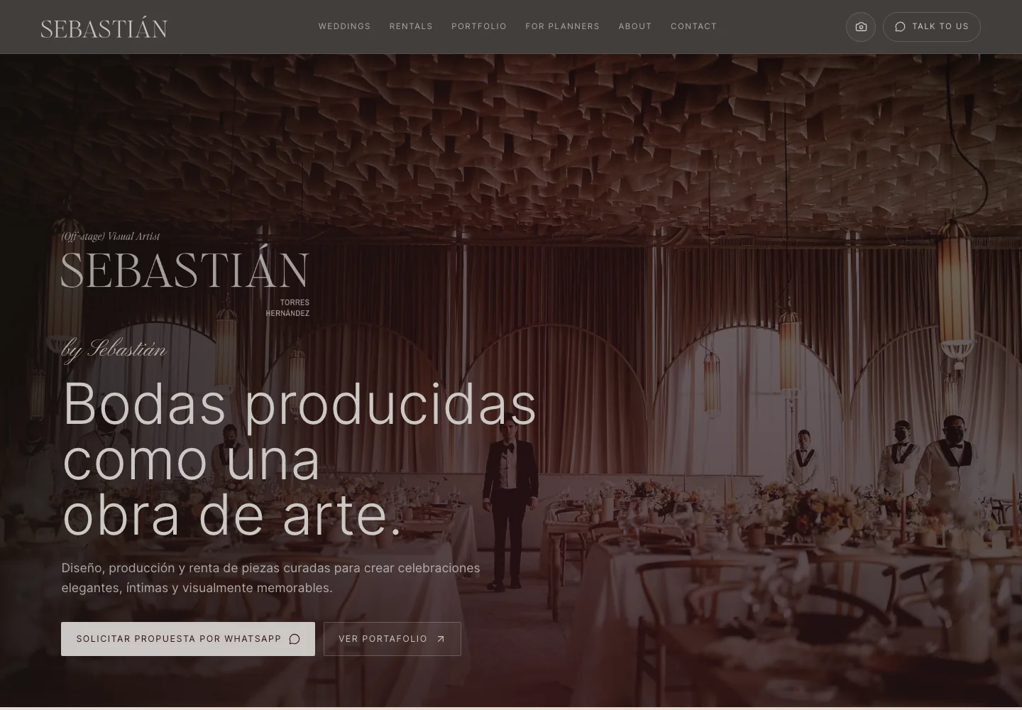 Captura del sitio web Sebastian Wedding Artistes desarrollado por CreHado Digital